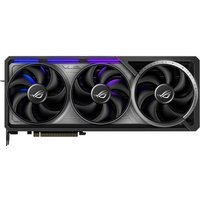 ASUS ROG Astral RTX 5080 graphics card with triple fans, RGB lighting, and sleek black and silver design.