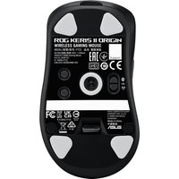 Black ASUS ROG Keris II Origin gaming mouse, wireless, right-hand, optical sensor, 42000 DPI, USB Type-A port.