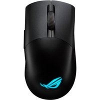 Black ASUS ROG Keris Wireless AimPoint mouse with blue logo, right-hand design, scroll wheel, and USB Type-C port.
