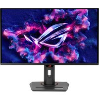 ASUS ROG Strix OLED monitor 26.5" 4K Ultra HD, slim black bezel, vibrant display with ROG logo on screen.