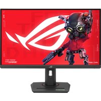 ASUS ROG Strix 27" monitor, black, 2560x1440 resolution, LED display, with a sleek stand and red graphic on screen.