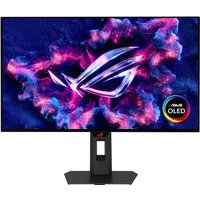 ASUS ROG Strix XG27AQWMG monitor, 26.5", black frame, vivid display with glowing logo, sturdy rectangular stand.
