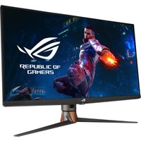 ASUS ROG Swift PG32UQXR monitor, 32-inch, 4K Ultra HD, black frame, sleek stand, vibrant gaming display.