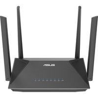 Black ASUS RT-AX52 Pro AX3000 router with four antennas and LED indicators on the front panel.