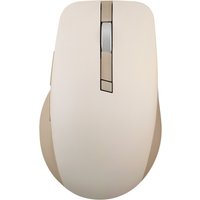 Beige ASUS SmartO MD200 Silent Plus wireless mouse with sleek design and central scroll wheel.