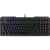 ASUS TUF Gaming K3 Gen II keyboard, black, USB, RGB backlit keys, compact design with angular edges.