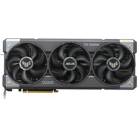 ASUS TUF Gaming RTX 5080 graphics card, black with three cooling fans and TUF branding.
