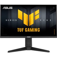 ASUS TUF Gaming VG259QL5A monitor, 24.5" Full HD LED, black frame, sleek stand, yellow TUF Gaming logo on screen.