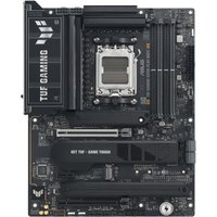 ASUS TUF GAMING X870E-PLUS WIFI7 motherboard, black with silver socket, multiple slots, and TUF branding.