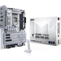 ASUS TUF GAMING Z890-PRO WIFI motherboard, silver with black accents, LGA 1851 socket, ATX form factor, with packaging.