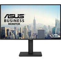 Black ASUS VA27AQSE 27" monitor with slim bezels, Quad HD 2560x1440 resolution, cityscape on screen.