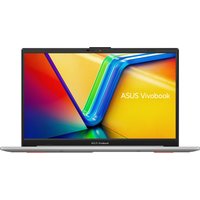 ASUS Vivobook Go 14 laptop, silver, 14-inch display, colorful screen, slim bezels, and ASUS logo on the back.