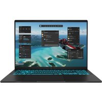ASUS Vivobook V16 Gaming Laptop, black, 16" screen, blue backlit keyboard, sleek design, Windows 11 interface displayed.