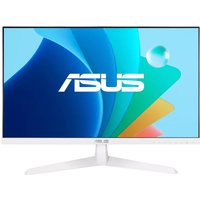 White ASUS VY249HF-W monitor, 23.8-inch, slim bezels, 1920x1080 resolution, with colorful screen display.