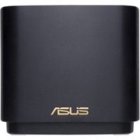 Black ASUS ZenWiFi XD4 Plus router with sleek rectangular design and gold ASUS logo on the front.