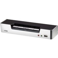 Black and stainless steel ATEN CS1794 KVM switch with multiple ports and front panel buttons.