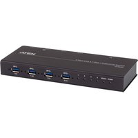 Black ATEN US3344I computer data switch with four USB ports and LED indicators on the front panel.