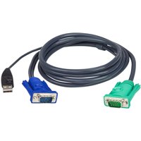 Black ATEN USB KVM cable 1.8m with blue VGA and green PS/2 connectors.
