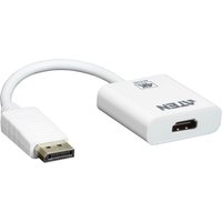White ATEN VC986 video cable adapter with DisplayPort to HDMI connection and short flexible cable.