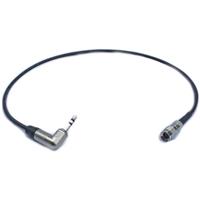 Black 3.5mm audio cable with a right-angle connector on one end and a standard connector on the other, featuring a durable design suitable for professional audio use.