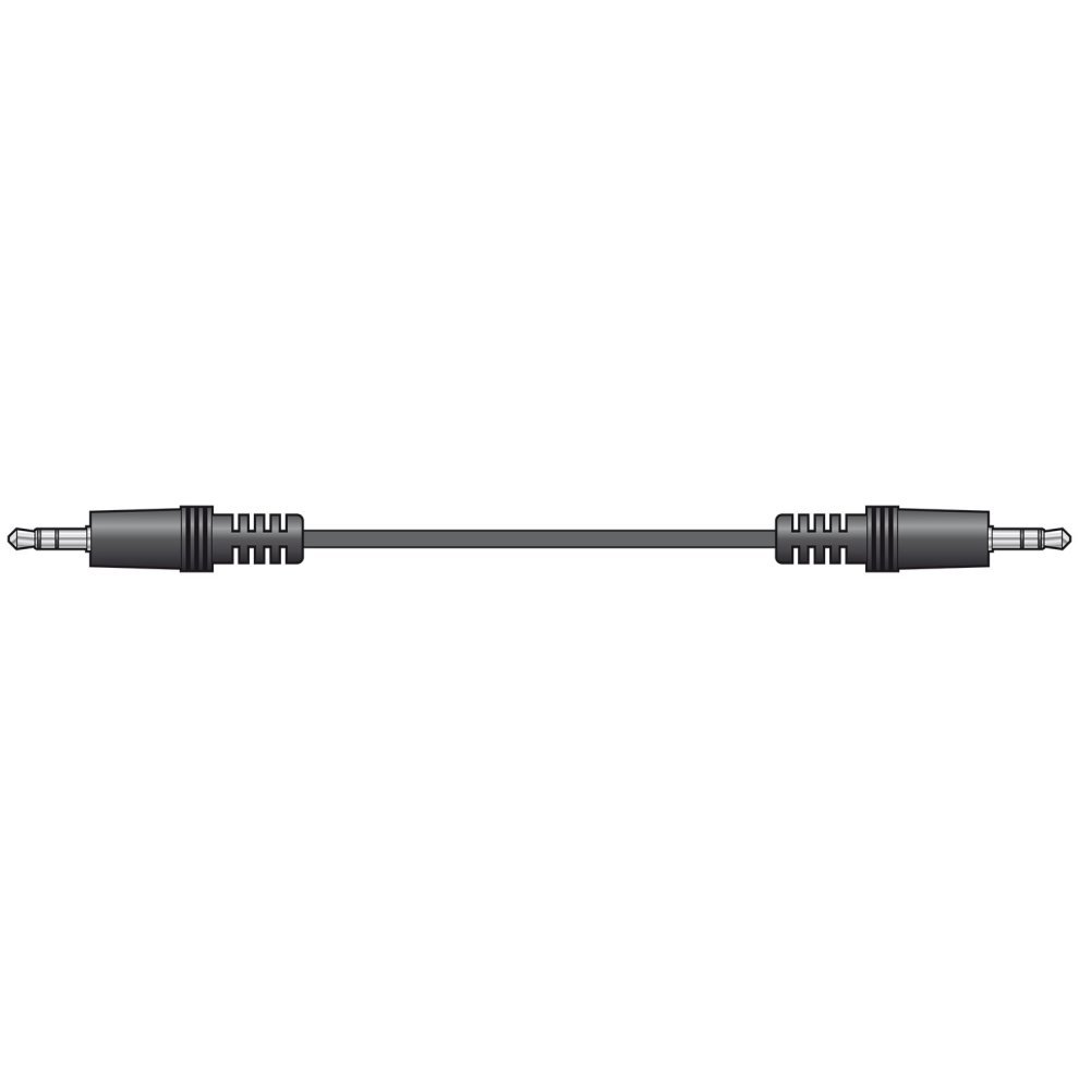 Black 6.0m 3.5mm stereo plug lead with molded connectors on both ends, featuring ribbed grips for easy handling.
