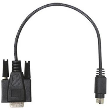 AVer Mini DIN6 to RS232 Converter features a black plastic connector with a short cable, designed for connecting devices with a DIN6 interface to RS232 ports.