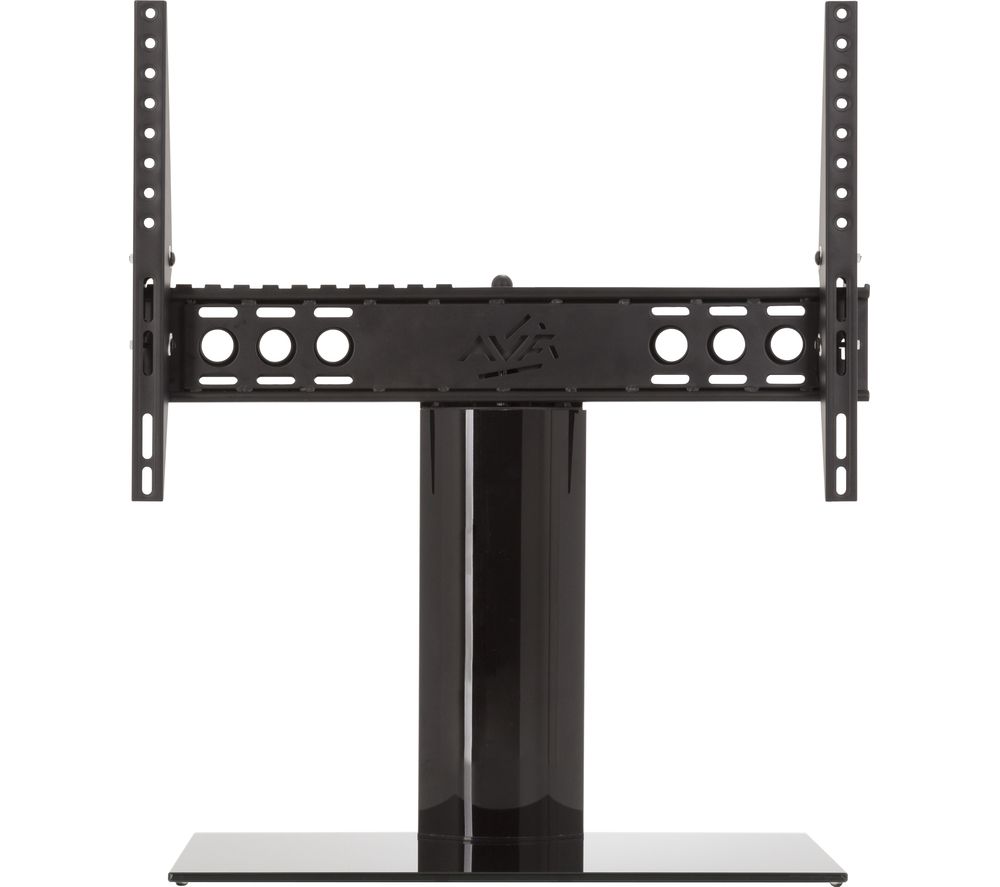 Black AVF Universal Swivel and Tilt Table Top Stand Base 600 features a sturdy base, adjustable mounting brackets, and a sleek design suitable for various TV sizes.