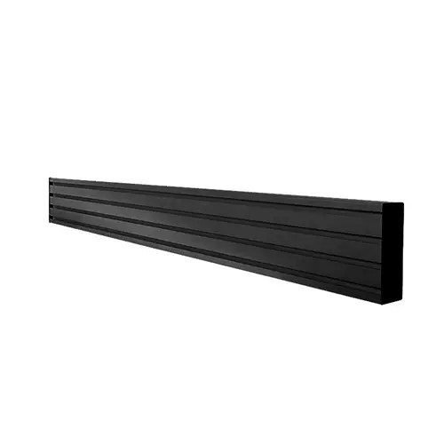 Black aluminum mounting rail with horizontal grooves, designed for B-Tech BT8390-175/B V2 signage display accessory, featuring a sleek, modern finish.