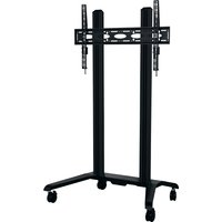Black B-Tech extra-large universal flat screen trolley with VESA 1000 x 600 mount, dual vertical supports, and wheels.
