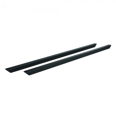 Black metal adaptor arms designed for VESA 600 x 400 mounting, featuring a sleek, elongated shape with a matte finish for a modern look.
