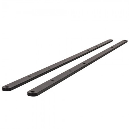 Black metal adaptor arms designed for VESA 900 x 400 mounting, featuring elongated, flat profiles with multiple pre-drilled holes for secure attachment.