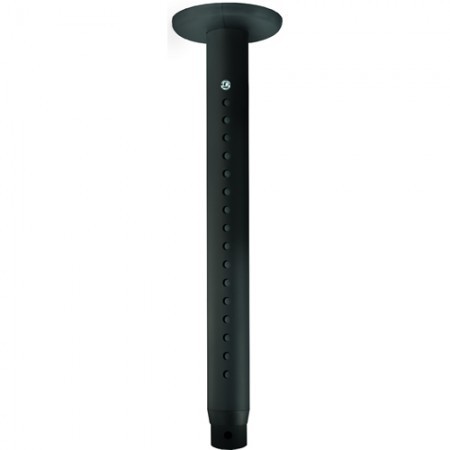 Ceiling mount extension pole in matte black, featuring a Ø50mm diameter and multiple adjustable holes for height customization.