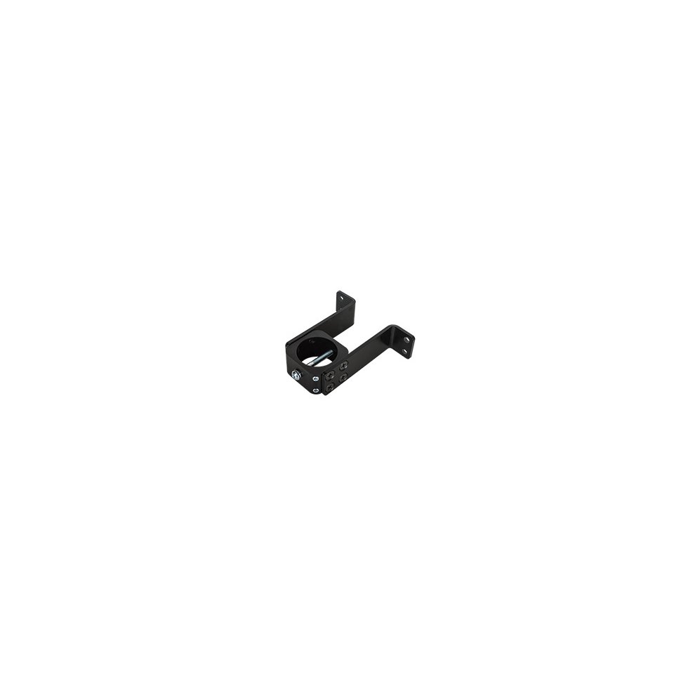 Heavy-duty black ceiling/wall mount with tilt feature, designed for Ø50mm pipes, featuring sturdy metal construction and adjustable brackets for secure installation.