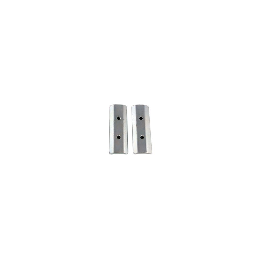 Silver wall mounting bracket designed for Ø50mm poles, featuring two elongated plates with pre-drilled holes for easy installation.