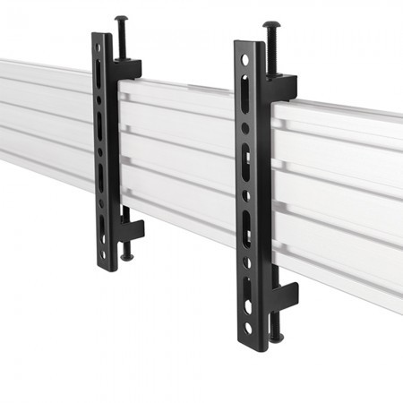 Black metal VESA 200 flat screen interface arms designed for BT8390, featuring adjustable mounting brackets and a sleek, sturdy aluminum rail.