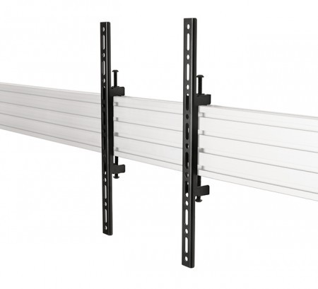 B-Tech SYSTEM X VESA 400 flat screen interface arms in black and silver, featuring adjustable brackets and a sturdy aluminum construction for mounting compatibility.