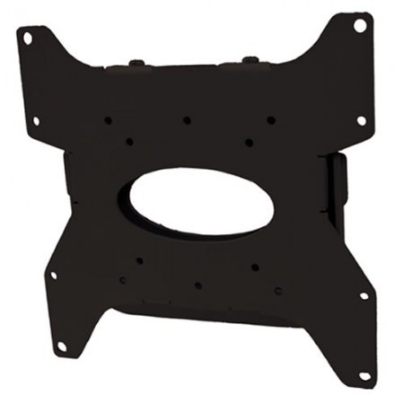 Black ultra-slim flat screen wall mount with VESA 200 compatibility, featuring a sturdy metal construction and multiple mounting holes for secure installation.
