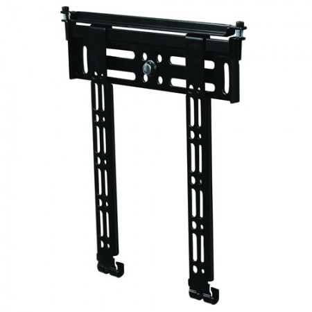 Black metal TV wall mount designed for screens up to 47 inches, featuring adjustable brackets and a sturdy, minimalist design for secure installation.