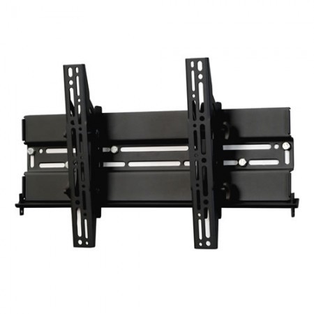 Black tilting TV wall mount designed for screens up to 55 inches, featuring adjustable brackets and a sturdy metal construction for secure installation.