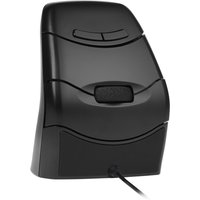 Ergonomic black BakkerElkhuizen DXT 3 mouse with vertical design, two buttons, scroll wheel, and USB cable connection.