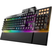 Black be quiet! Dark Mount Silent Linear keyboard with RGB lighting, UK ISO layout, detachable wrist rest, USB connection.
