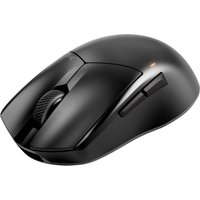 Black ergonomic right-hand gaming mouse with scroll wheel, side buttons, and USB Type-C port.