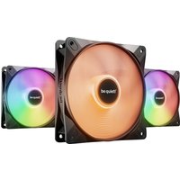 Black be quiet! LIGHT WINGS LX 120mm PWM fans, 3-pack, with RGB lighting and sleek design for computer cases.