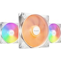 White be quiet! LIGHT WINGS LX 140mm PWM fans, 3-pack, with RGB lighting and sleek design, for computer cases.