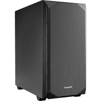 Black be quiet! Pure Base 500 PC case with sleek front panel and angular edges.