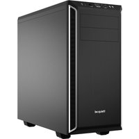 Black and silver be quiet! Pure Base 600 Midi Tower with sleek design, front panel ports, and two optical drive bays.