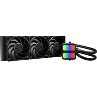 Black be quiet! Silent Loop 3 360 mm liquid cooler with three 12 cm fans and RGB-lit pump block.