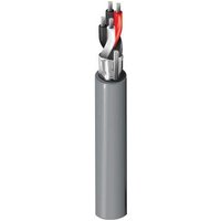 Gray Belden RS-232 cable with #24-2pr SR-PVC jacket, showing internal twisted pairs in black, red, and white.
