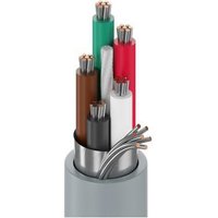 Belden RS-232 cable, gray outer sheath, multicolored internal wires, copper conductors, SR-PVC insulation.