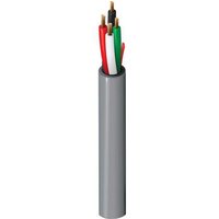 Gray Belden Security & Sound cable with four conductors in red, black, white, and green insulation.